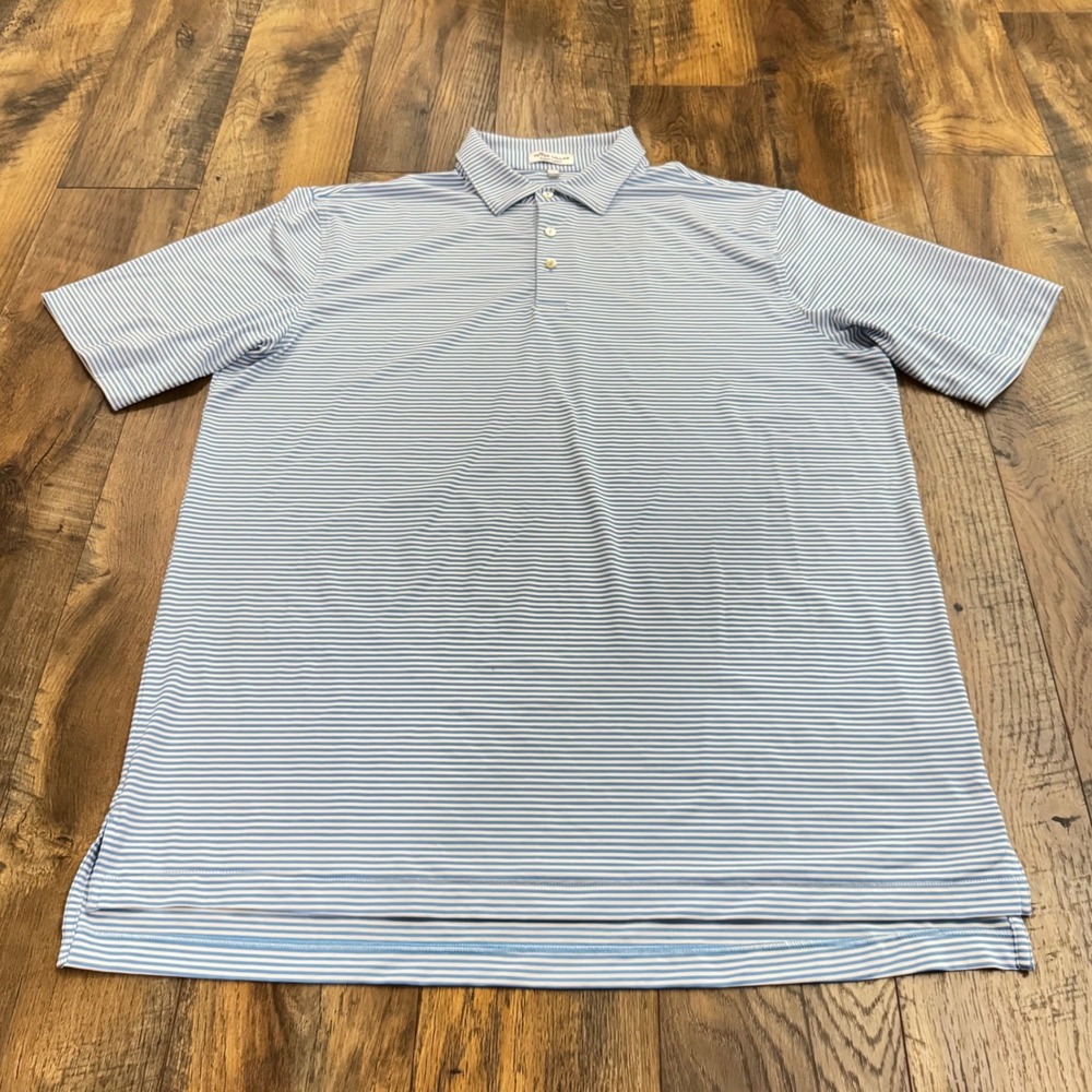 Peter Millar Summer Comfort Mens XL Blue Striped Golf Polo Shirt Performance Top